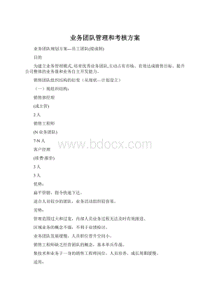 业务团队管理和考核方案Word文档格式.docx