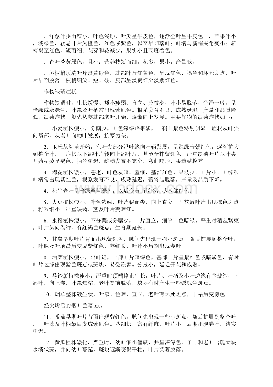 不同作物缺氮缺磷缺钾缺钙缺镁缺硼及营养过剩症状.docx_第2页