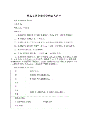 精品文档企业法定代表人声明.docx