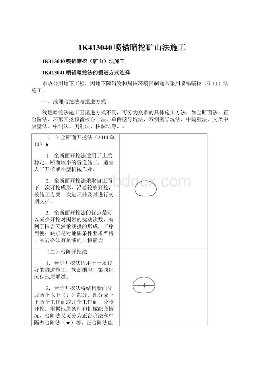 1K413040喷锚暗挖矿山法施工Word下载.docx_第1页