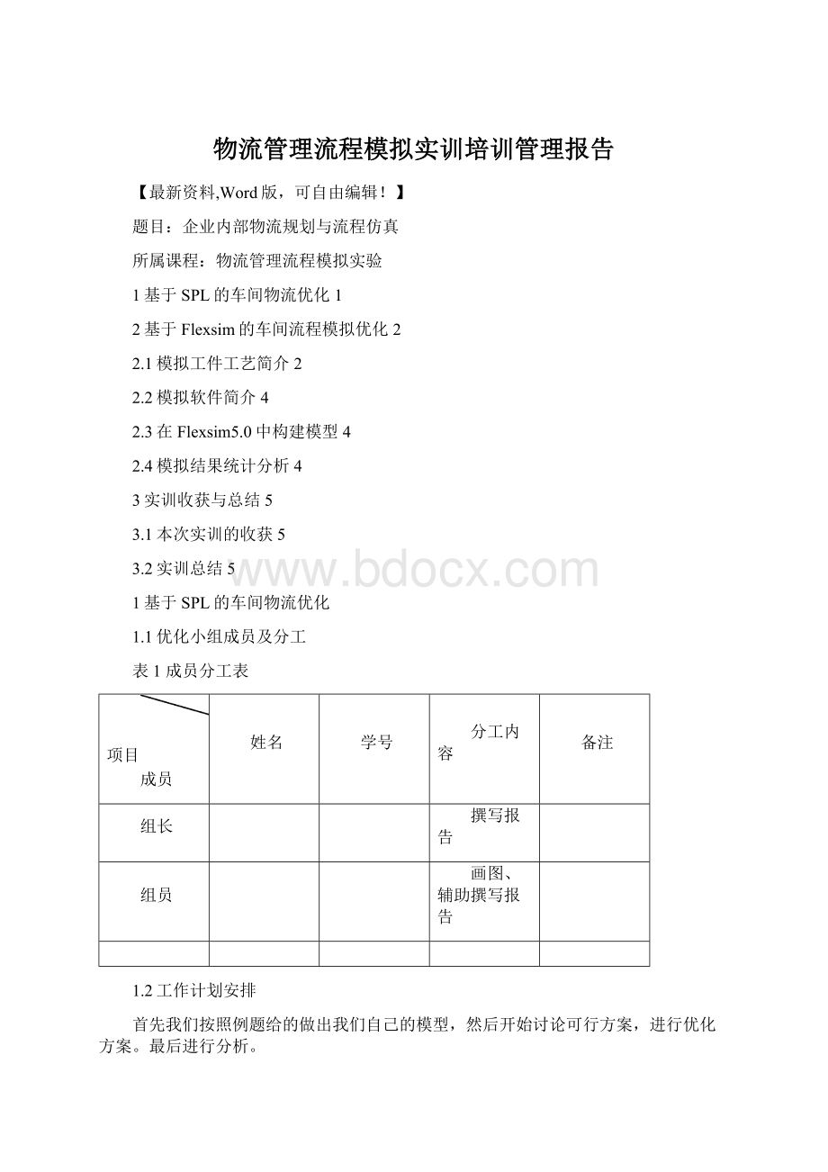 物流管理流程模拟实训培训管理报告.docx_第1页