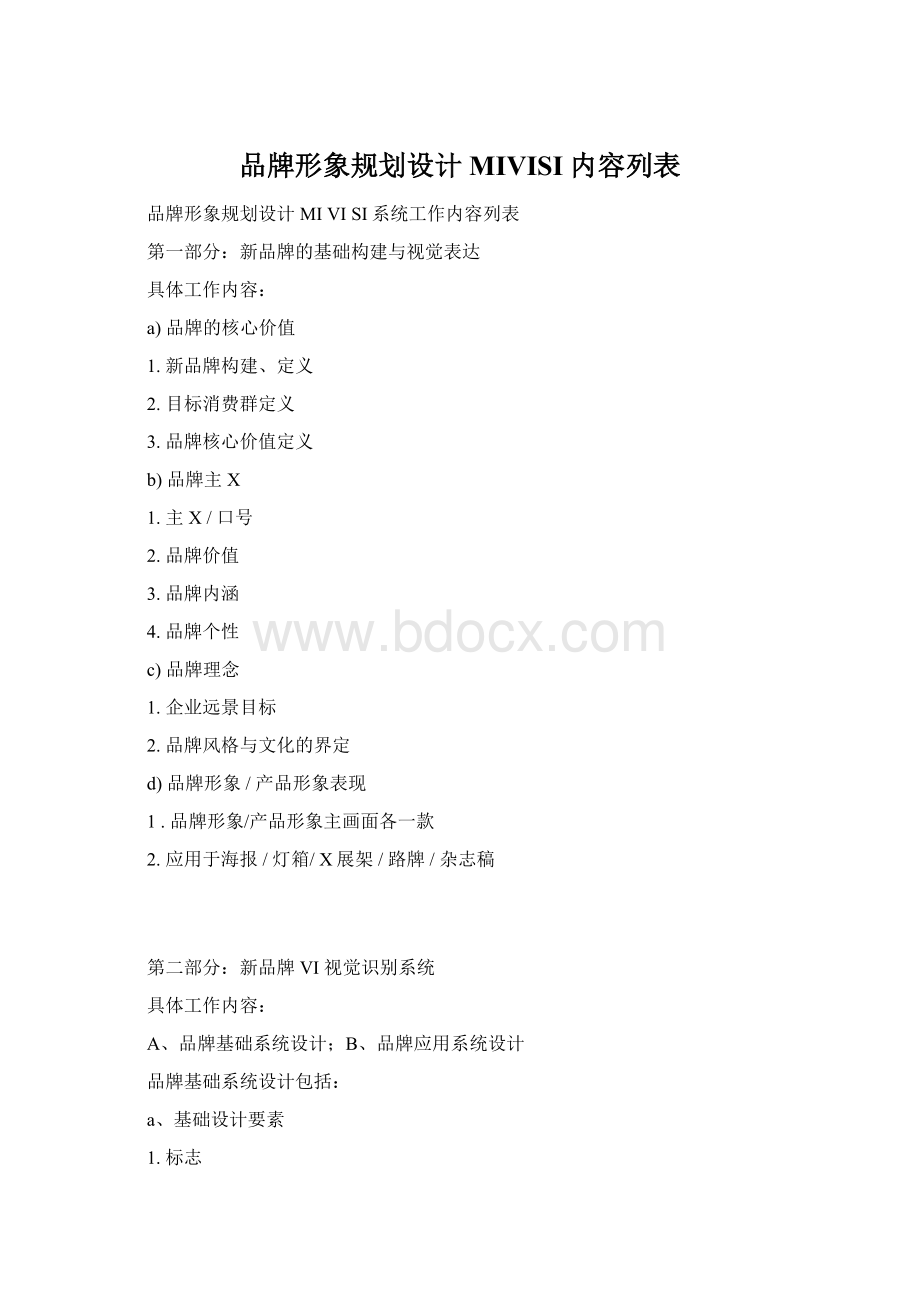 品牌形象规划设计MIVISI内容列表.docx_第1页