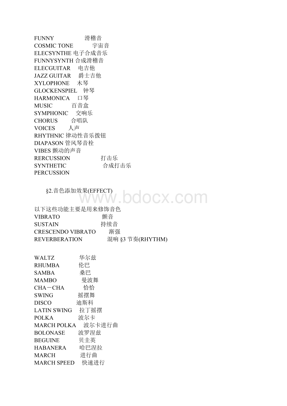 电子琴伴奏及音色中英文对照表.docx_第2页