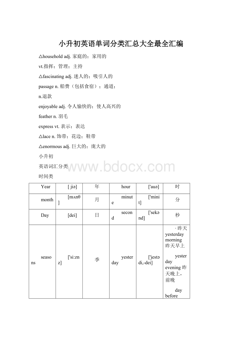 小升初英语单词分类汇总大全最全汇编.docx