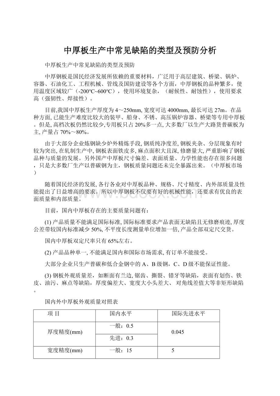 中厚板生产中常见缺陷的类型及预防分析.docx