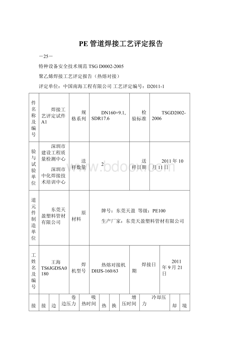 PE管道焊接工艺评定报告Word文档下载推荐.docx