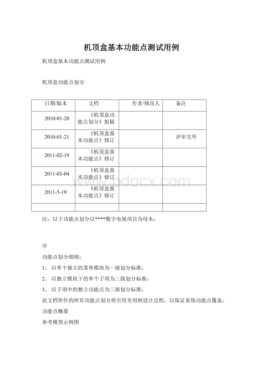 机顶盒基本功能点测试用例.docx