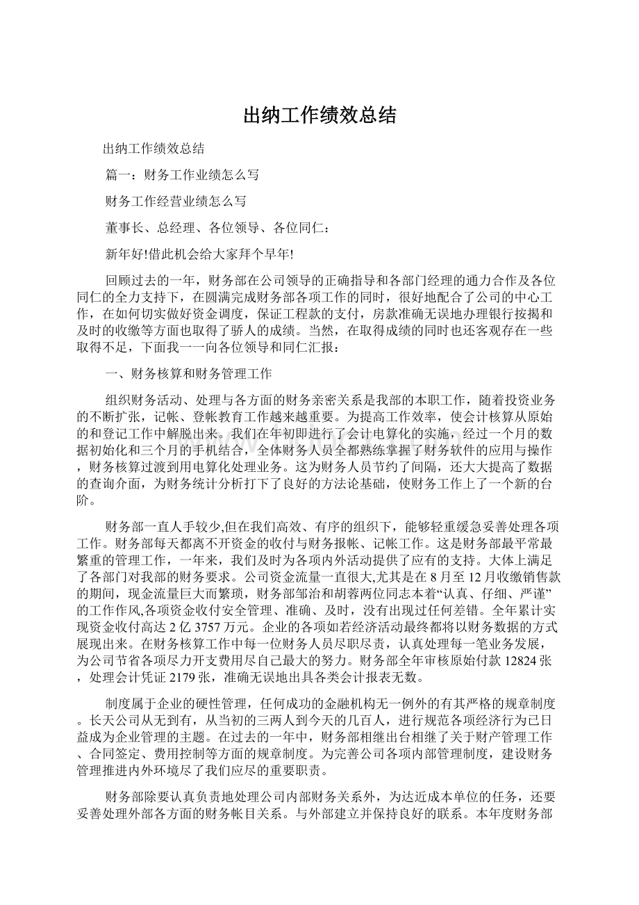 出纳工作绩效总结.docx_第1页