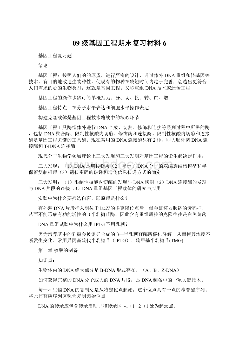 09级基因工程期末复习材料6.docx_第1页