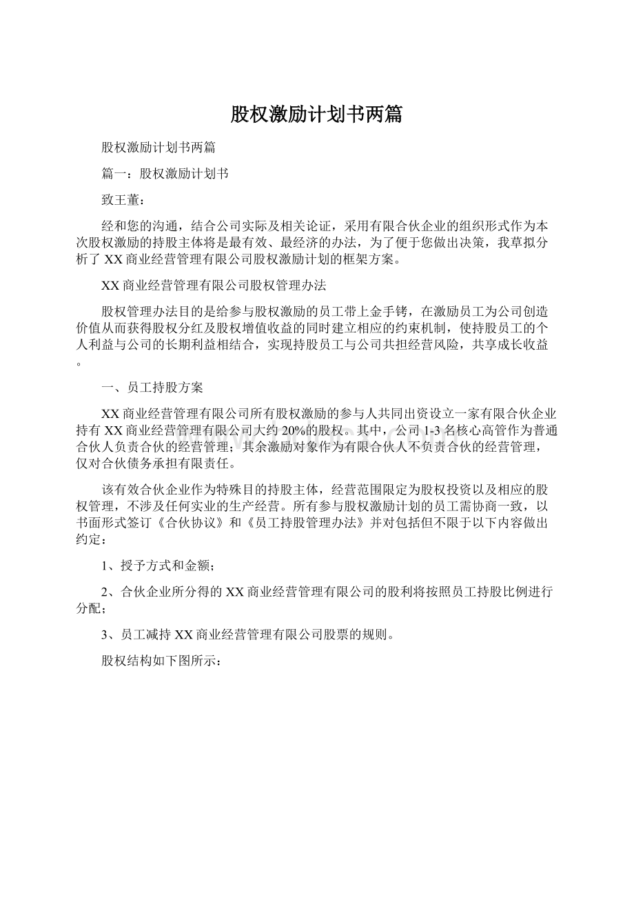 股权激励计划书两篇.docx_第1页