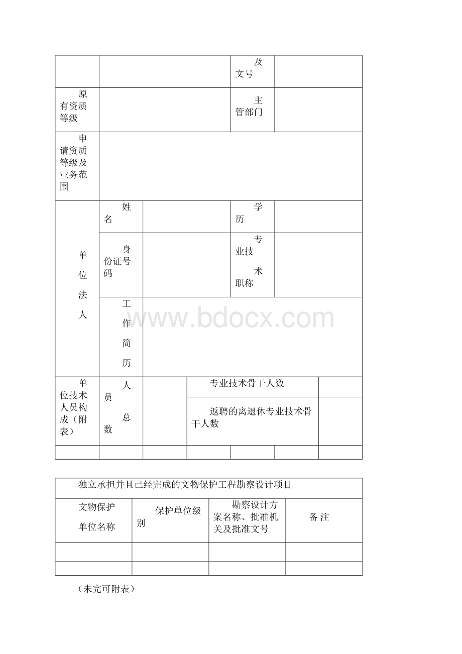 文物保护工程勘察设计单位资质申请表文档格式.docx_第2页