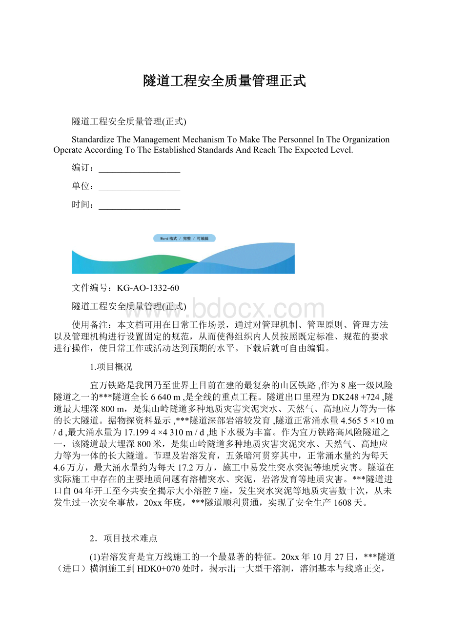 隧道工程安全质量管理正式.docx