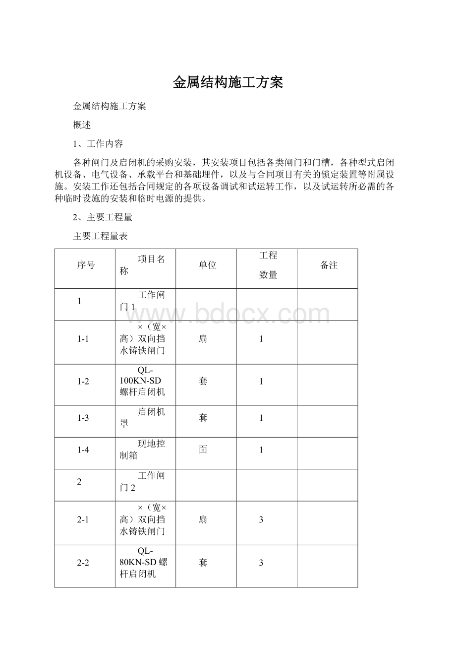 金属结构施工方案文档格式.docx_第1页