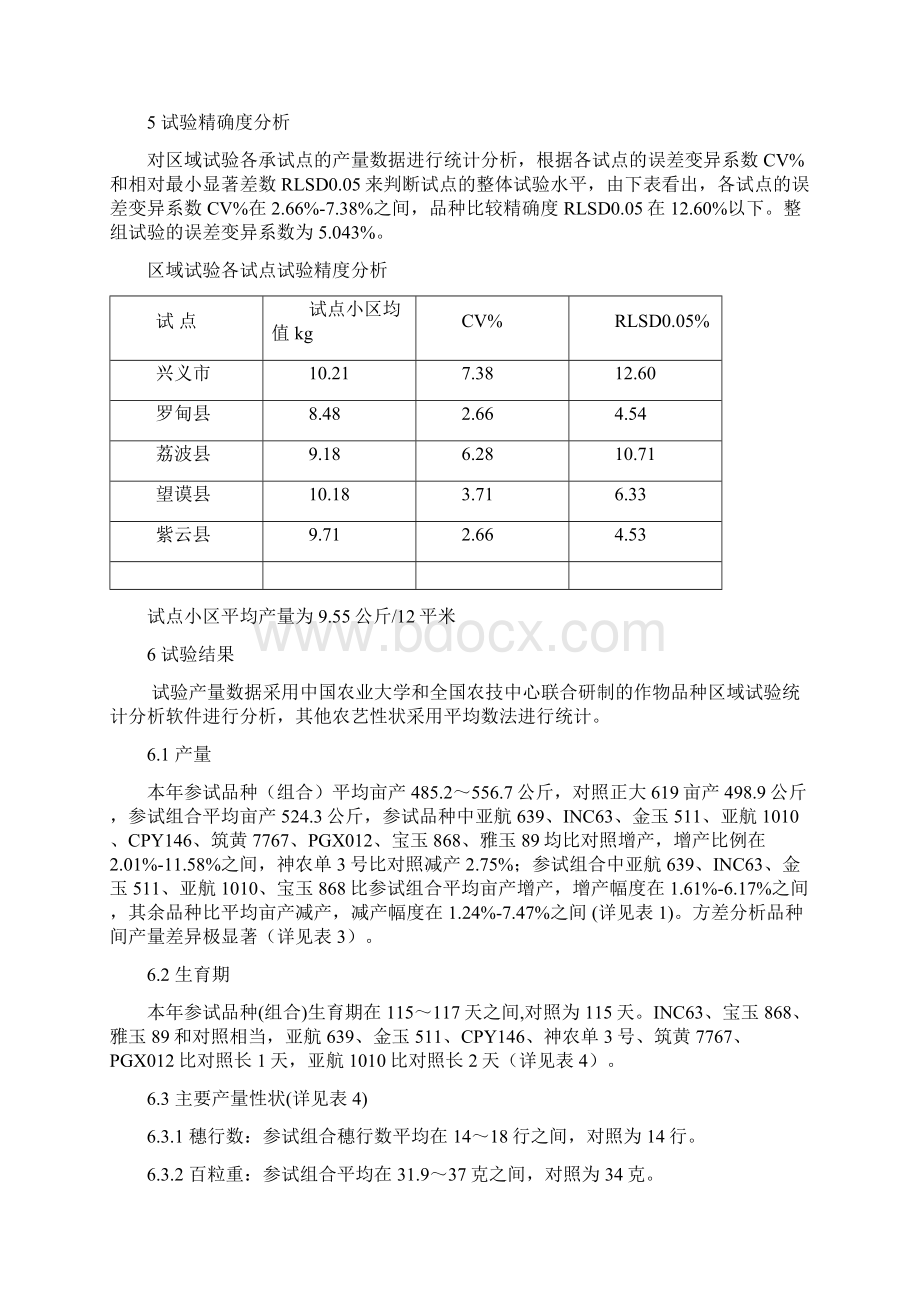 贵州省玉米新品种区域试验低热河谷组综合总结.docx_第3页