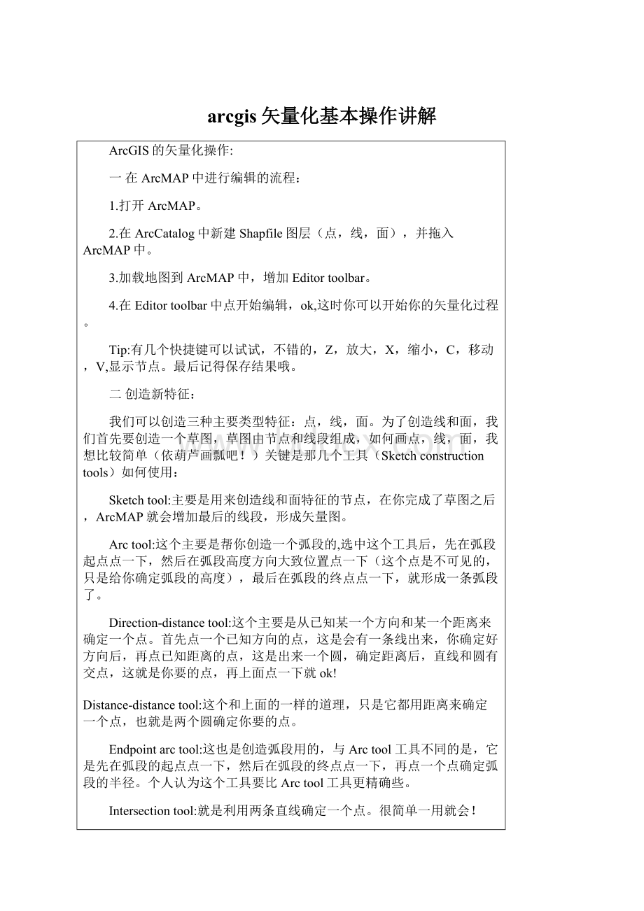 arcgis矢量化基本操作讲解Word文档格式.docx