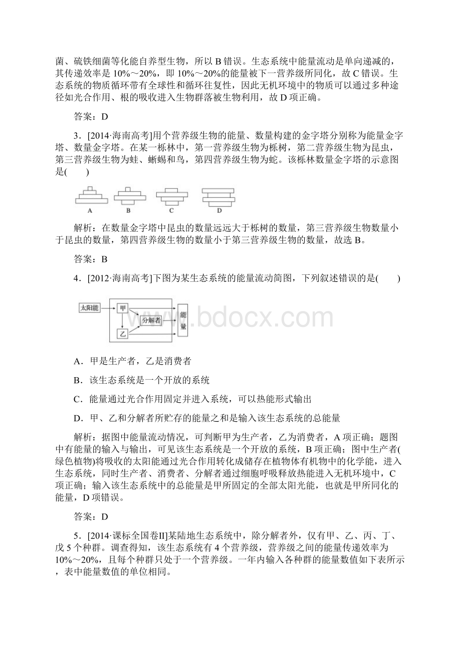 高三生物第一轮总复习 第一编 考点过关练 考点36 能量流动和物质循环文档格式.docx_第2页