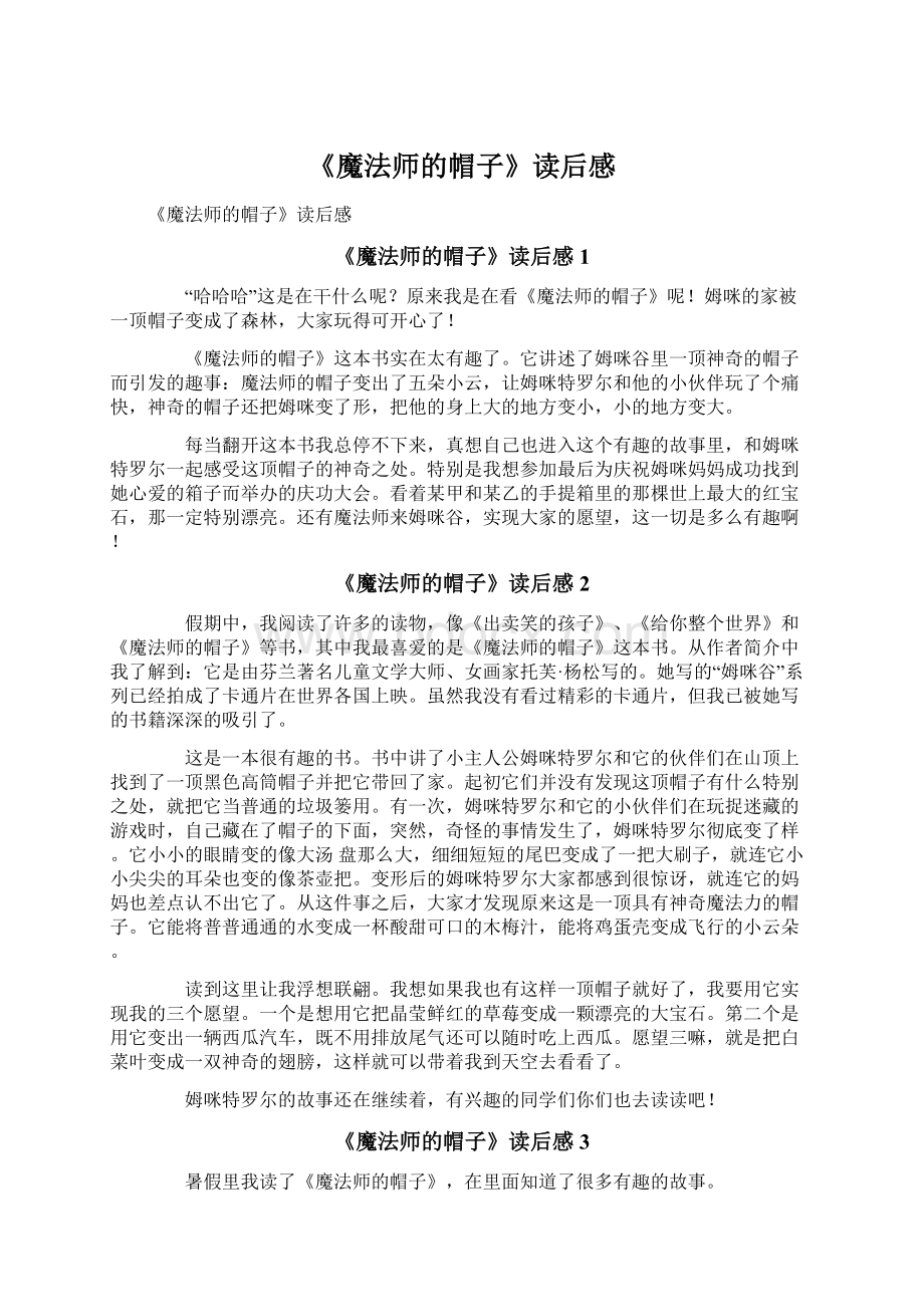 《魔法师的帽子》读后感文档格式.docx_第1页