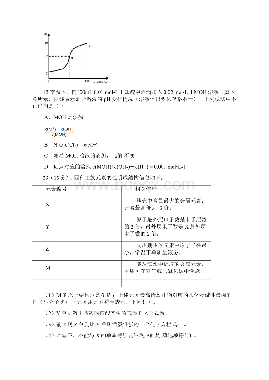 福建省福州市届高三综合练习化学试题.docx_第3页