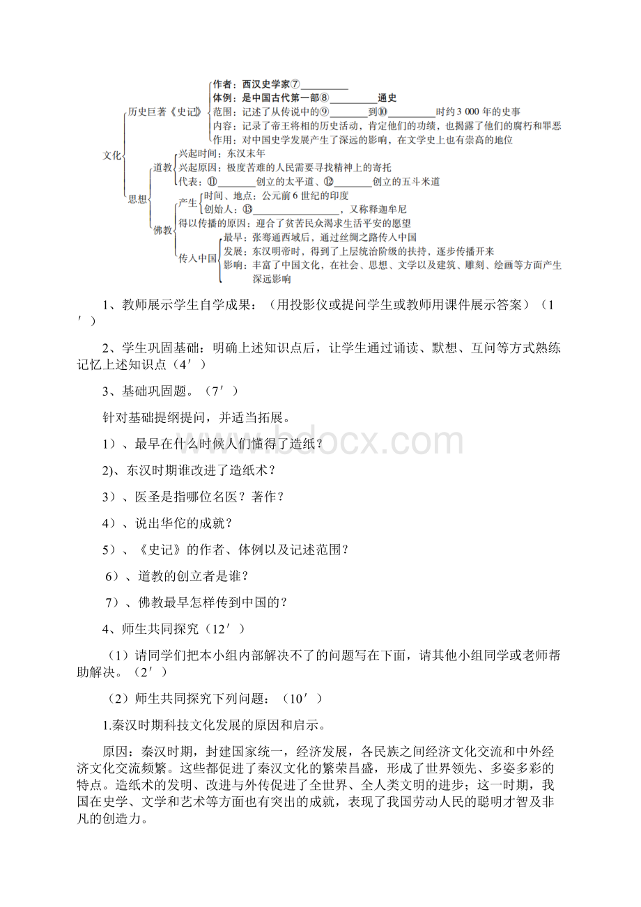 人教版部编七年级历史上册第15课两汉的科技和文化学案.docx_第2页