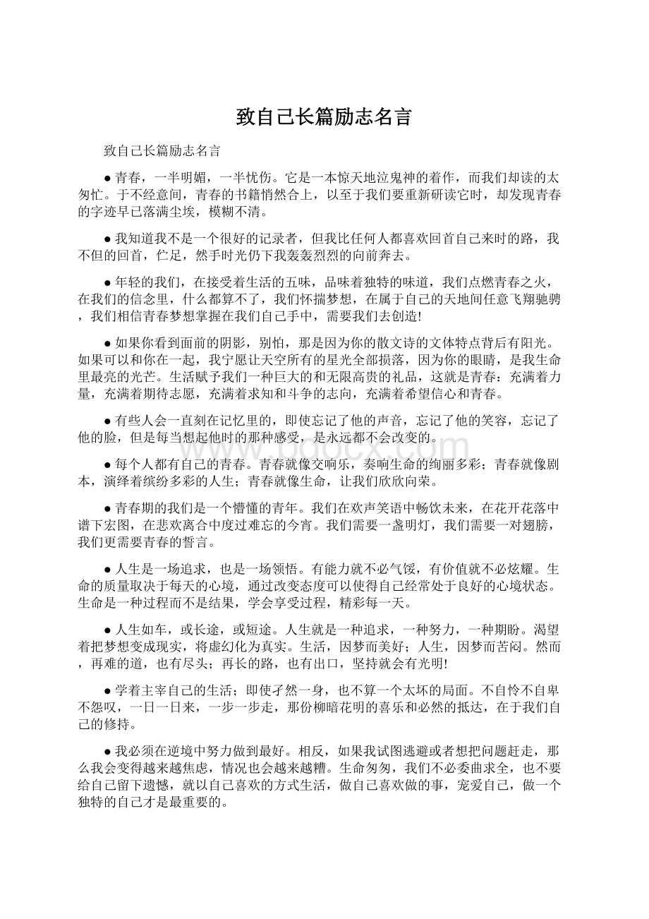 致自己长篇励志名言.docx