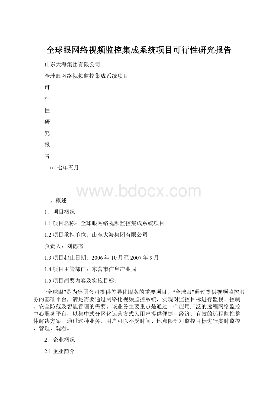 全球眼网络视频监控集成系统项目可行性研究报告.docx