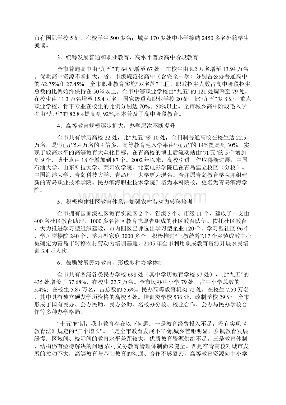 青岛市高等教育十一五发展规划Word文档下载推荐.docx_第2页