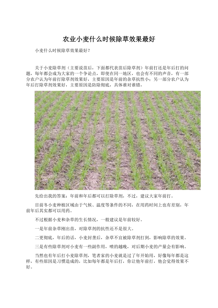 农业小麦什么时候除草效果最好.docx_第1页