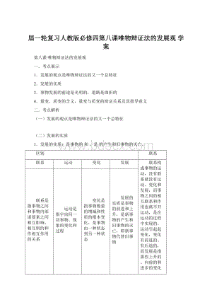 届一轮复习人教版必修四第八课唯物辩证法的发展观 学案.docx