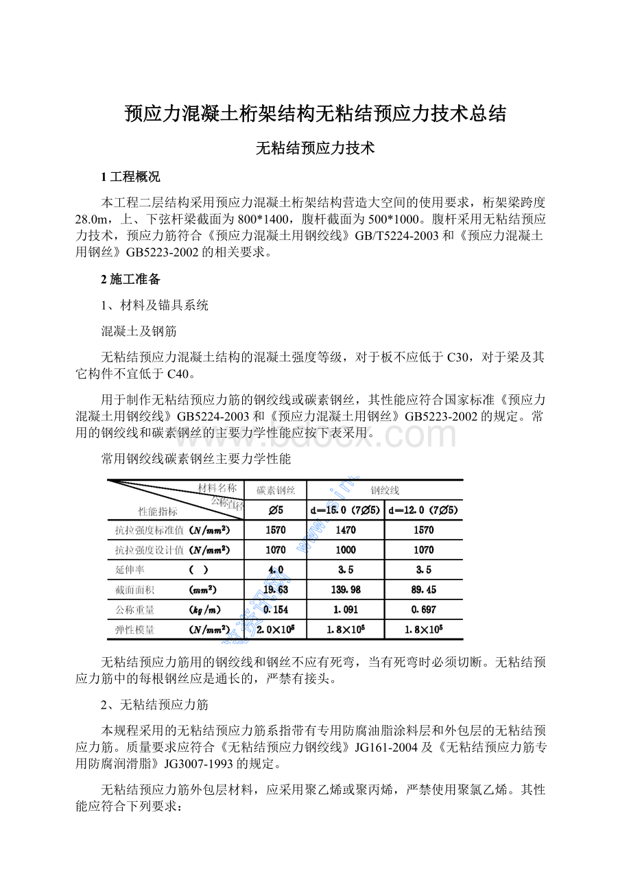 预应力混凝土桁架结构无粘结预应力技术总结.docx_第1页