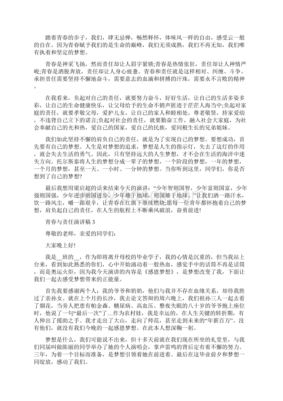 青春与责任演讲稿三分钟Word文档下载推荐.docx_第2页