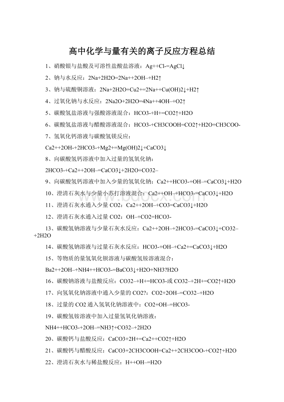 高中化学与量有关的离子反应方程总结.docx_第1页