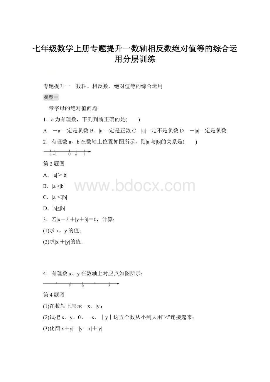 七年级数学上册专题提升一数轴相反数绝对值等的综合运用分层训练.docx_第1页