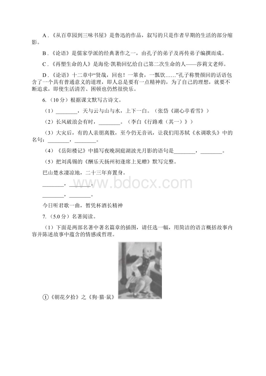 新人教版中考语文模拟冲刺卷一A卷Word文档格式.docx_第2页