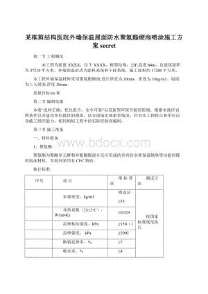 某框剪结构医院外墙保温屋面防水聚氨酯硬泡喷涂施工方案secretWord格式.docx