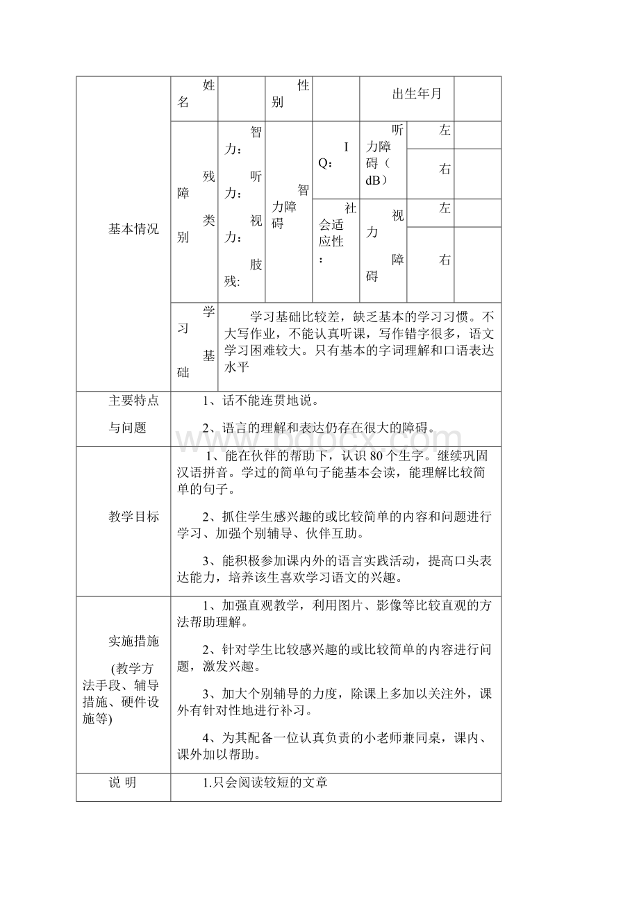 随班就读残疾学生个别化教学计划修改稿.docx_第3页