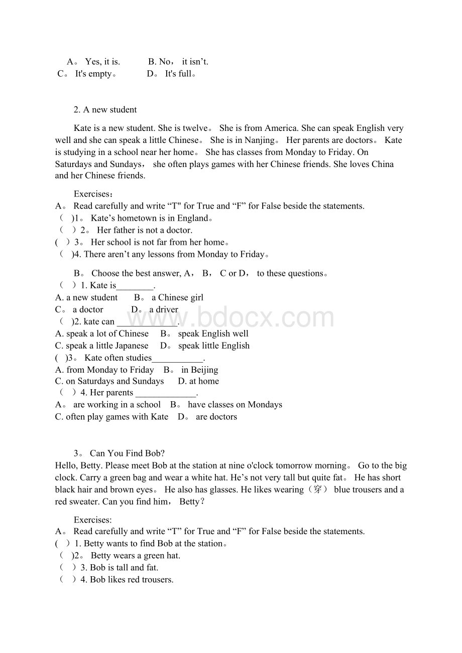 小学六年级英语阅读理解专项练习20题.docx_第2页