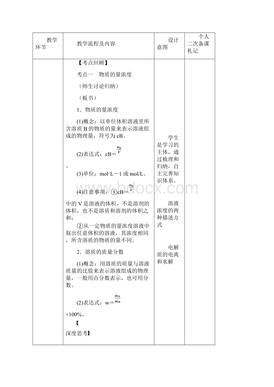 高考化学一轮复习教学设计第3讲物质的量浓度及其计算.docx_第2页