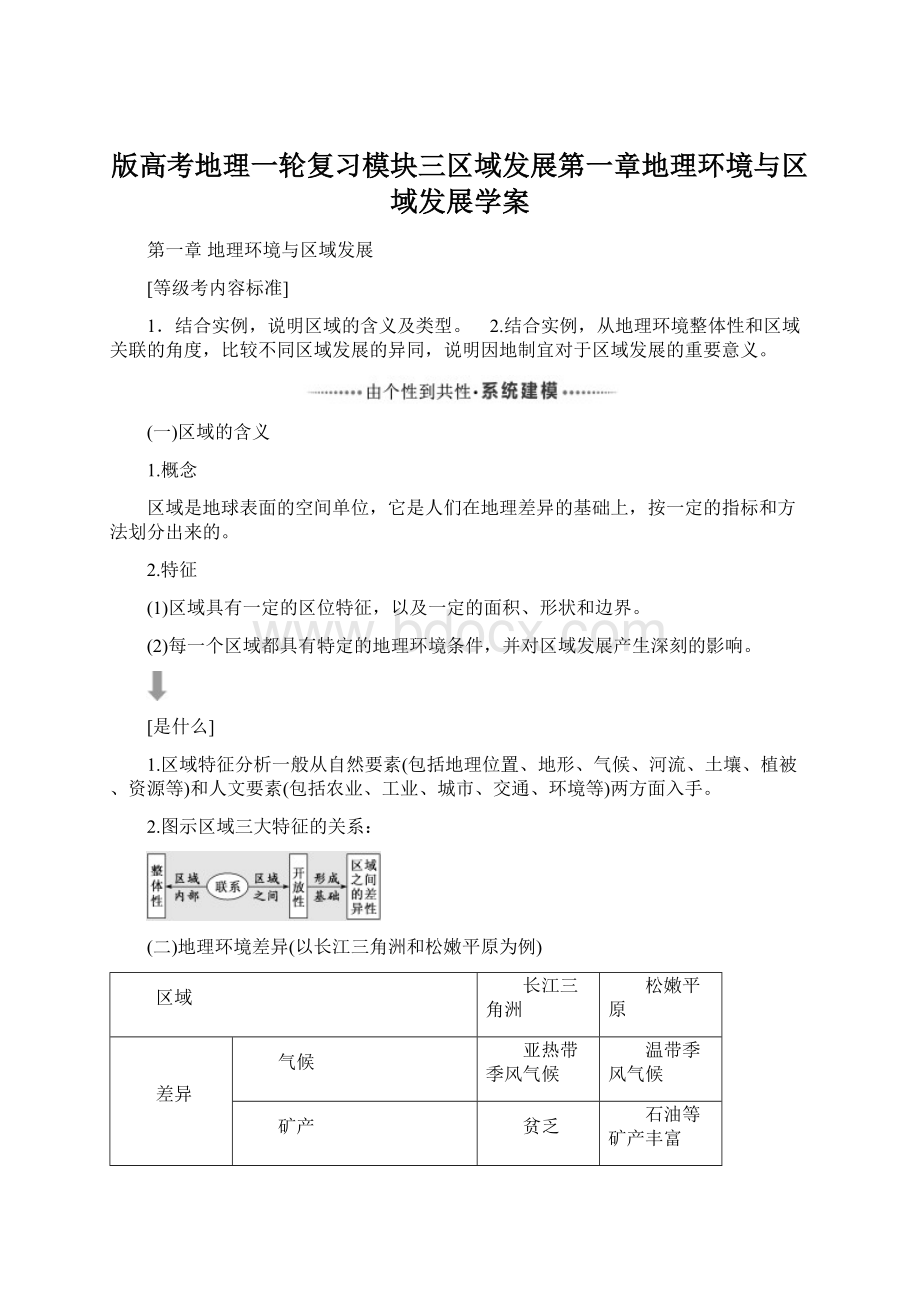 版高考地理一轮复习模块三区域发展第一章地理环境与区域发展学案Word文档格式.docx_第1页