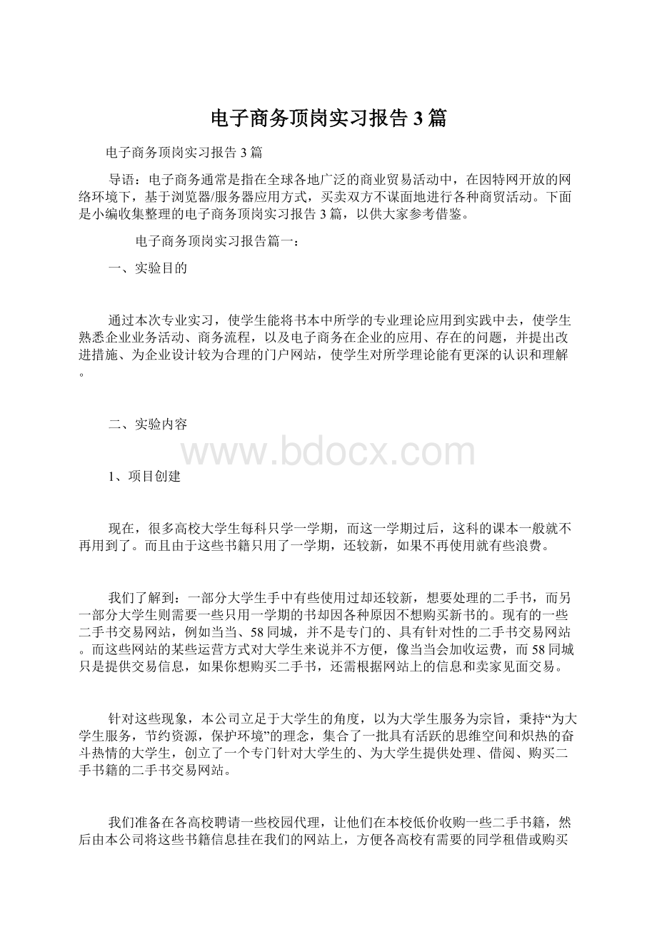 电子商务顶岗实习报告3篇.docx