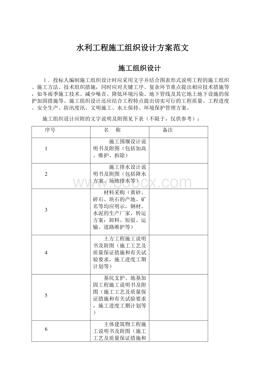 水利工程施工组织设计方案范文.docx