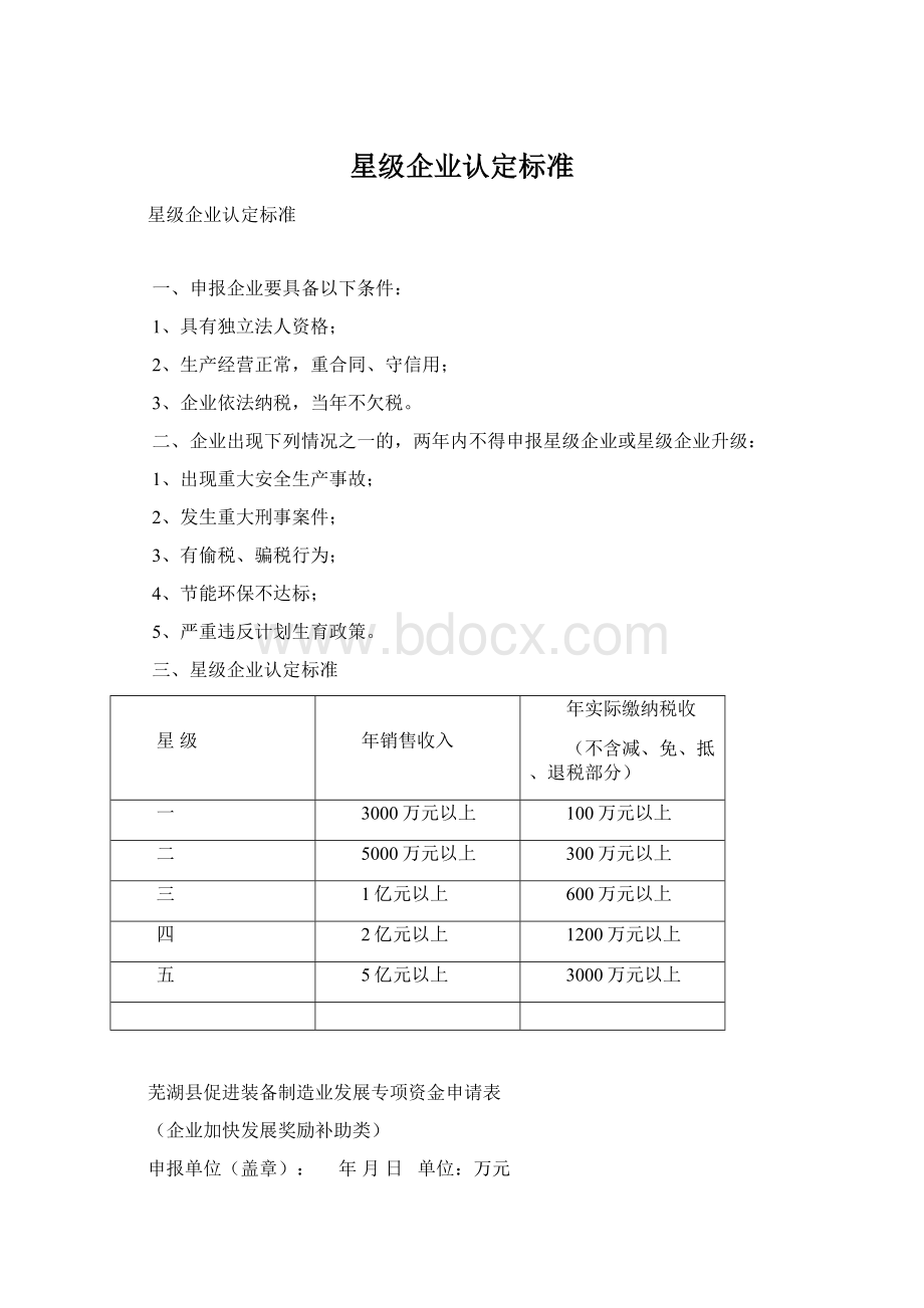 星级企业认定标准Word格式文档下载.docx_第1页