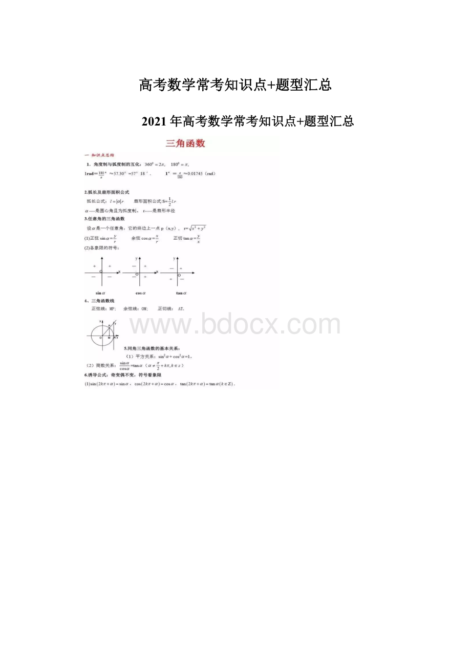 高考数学常考知识点+题型汇总.docx_第1页