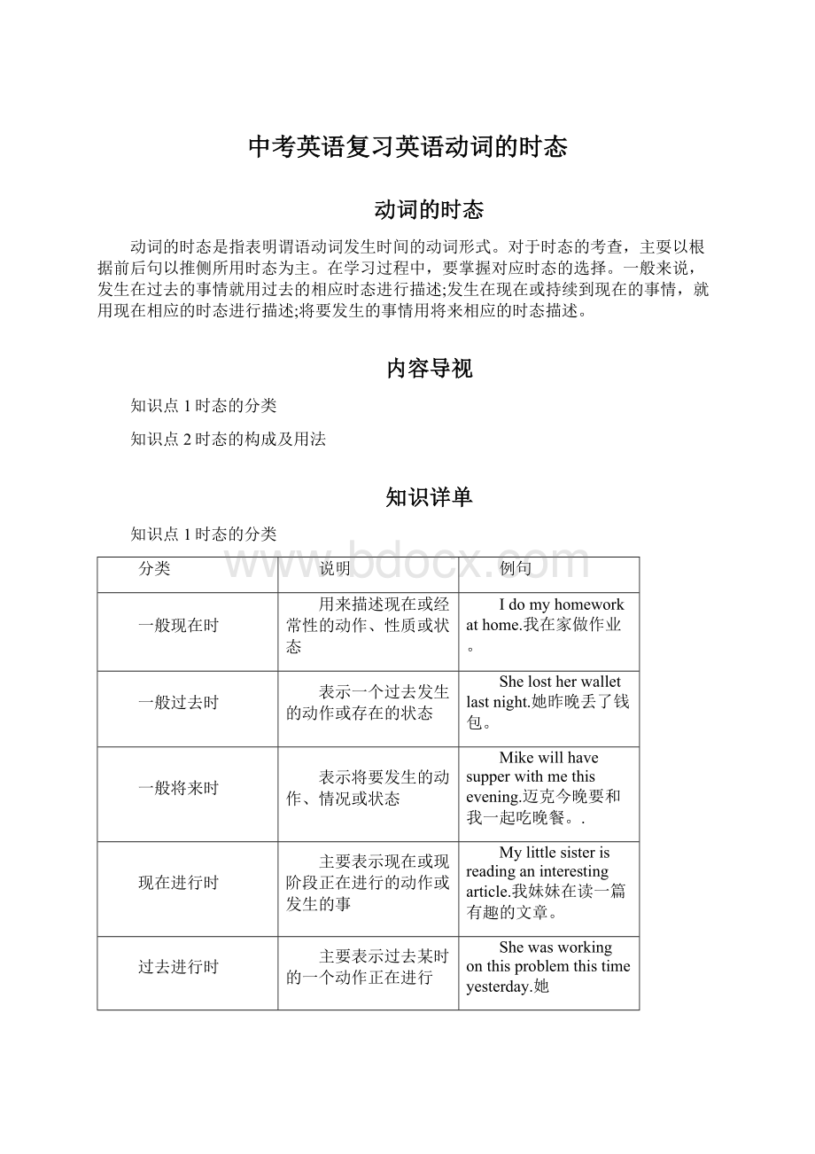 中考英语复习英语动词的时态Word格式文档下载.docx