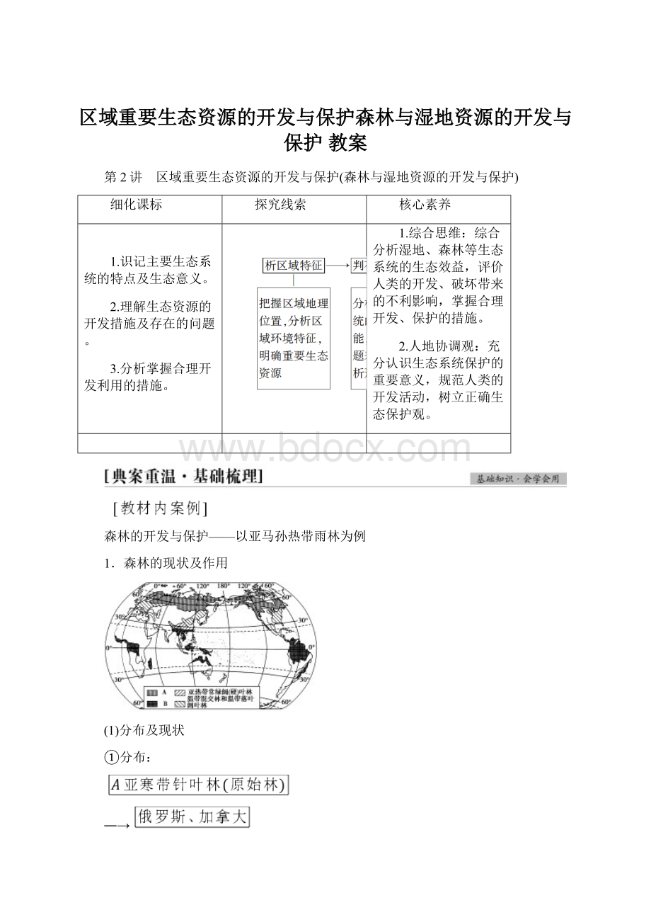 区域重要生态资源的开发与保护森林与湿地资源的开发与保护教案.docx_第1页