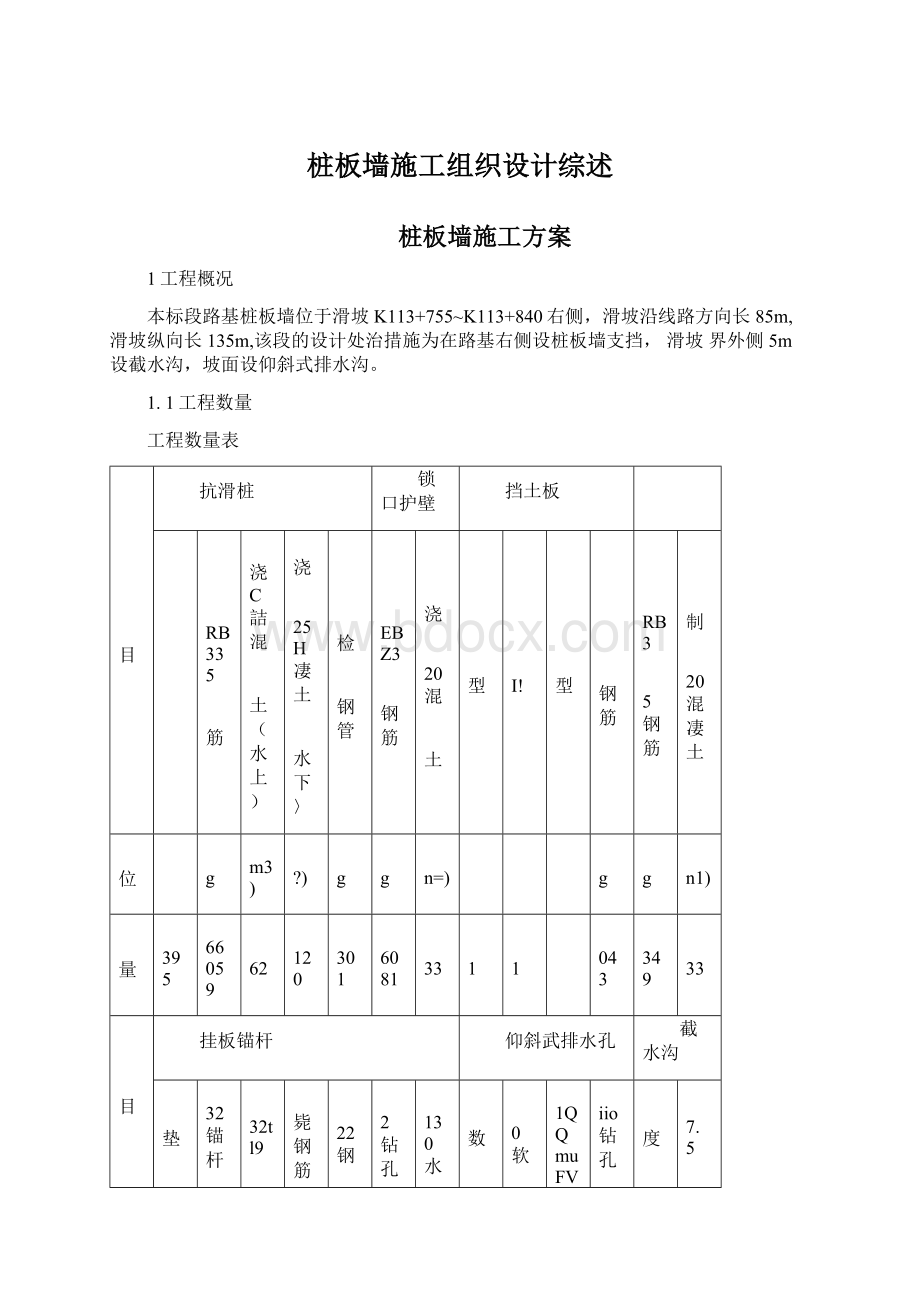 桩板墙施工组织设计综述.docx