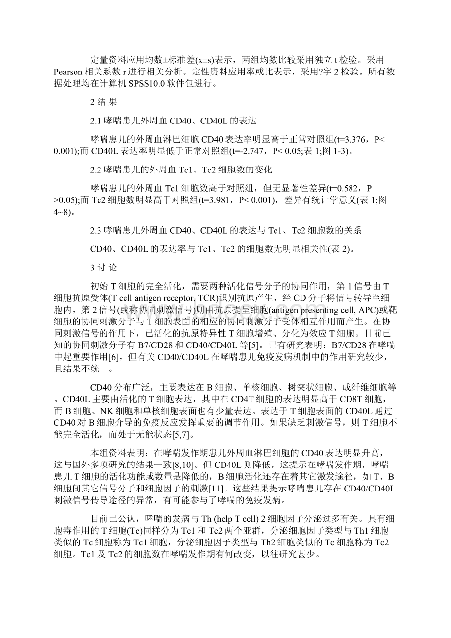 哮喘患儿的外周血淋巴细胞CD40CD40L的表达及其与Tc1和精.docx_第3页