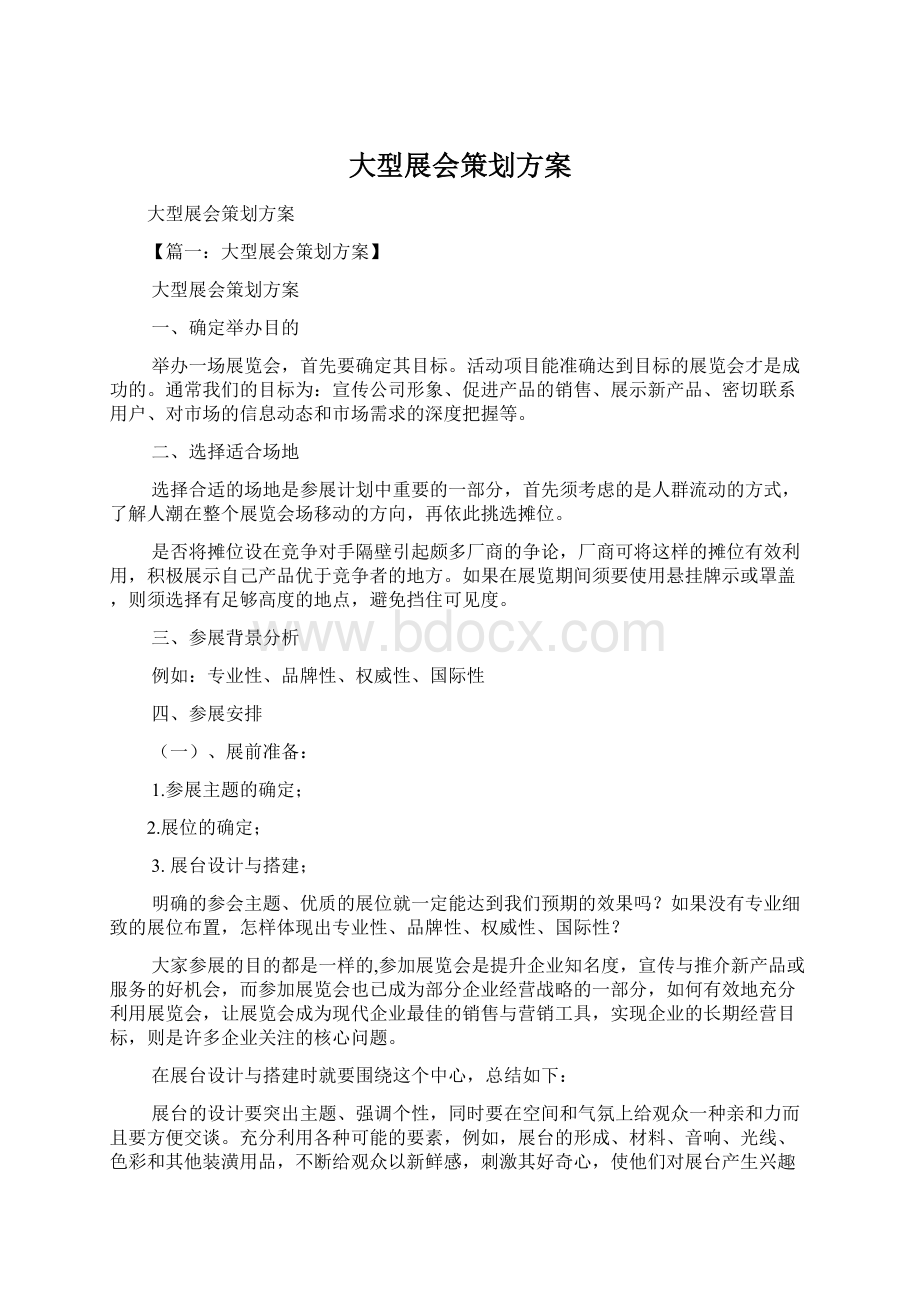 大型展会策划方案文档格式.docx