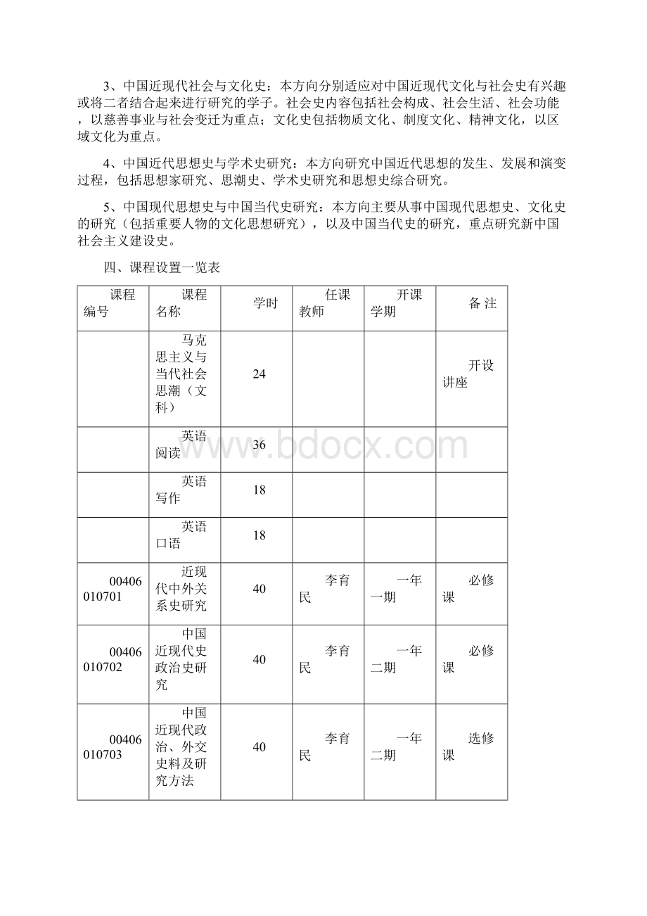 中国近现代史专业博士研究生培养方案定稿Word文件下载.docx_第2页