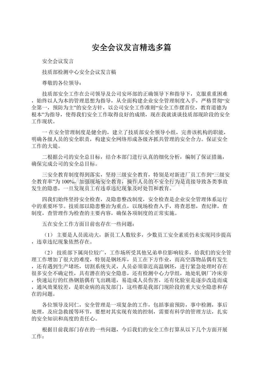 安全会议发言精选多篇.docx_第1页