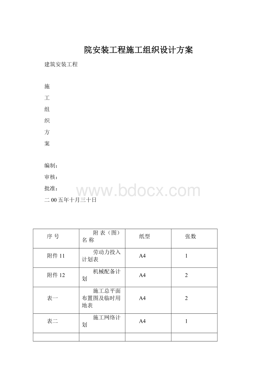 院安装工程施工组织设计方案Word下载.docx